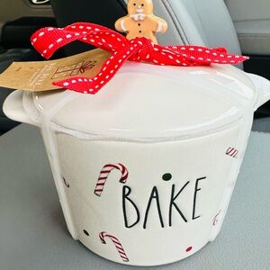 Rae Dunn Gingerbread 2025 White Ceramic Bake Crock Christmas